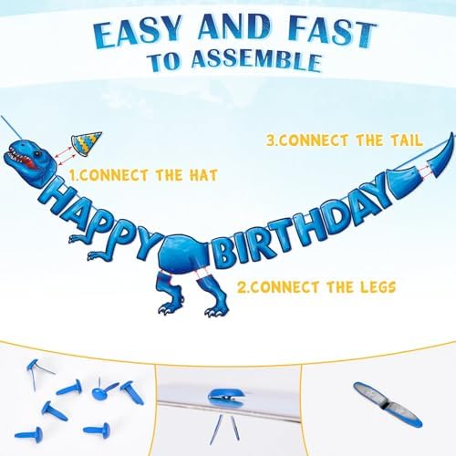WERNNSAI Dinosaur Birthday Banner for Kids Party Decoration