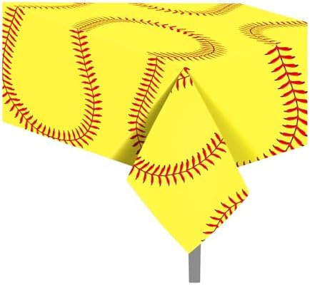 CC HOME Yellow Softball Themed Table Cover 54x87 Inch