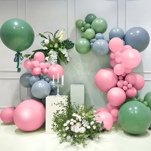 Sage Green Pink Gold Balloon Arch Kit 141Pcs