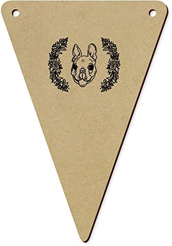 Azeeda Floral Boston Terrier Wooden Bunting Flags
