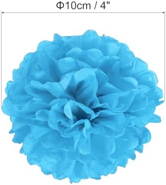 PATIKIL 4 Inch Blue Tissue Pom Poms Flowers 20 Pack