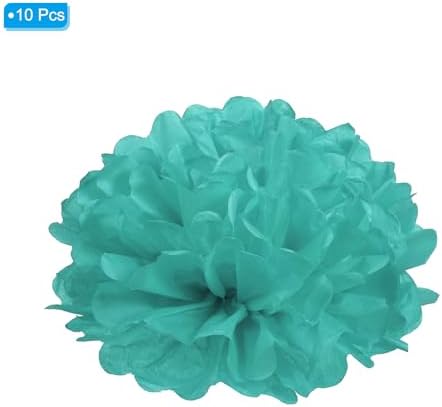 PATIKIL 8 Inch Tissue Pom Poms Flowers 10 Pack Turquoise