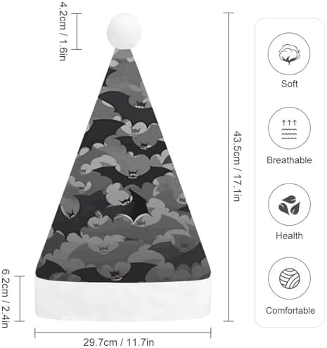 Santa Hat Halloween Bats Grey Christmas Headwear