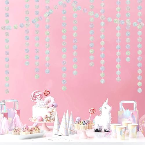 Iridescent Holographic Garland Streamers 52ft Birthday Party Decor