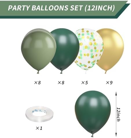 Green and Gold Balloons for Party Decorations