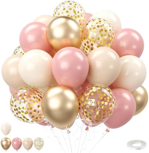 FEYG Blush Pink and Gold Balloons Set