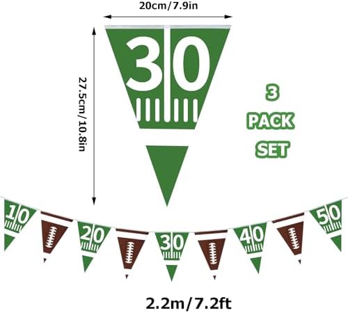 3 Pack Football Bunting Banner for Party Decorations
