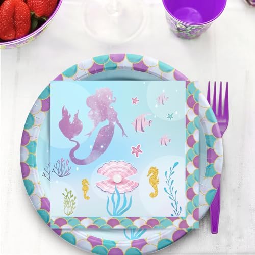 Mermaid Birthday Party Tableware Set for 24 Guests