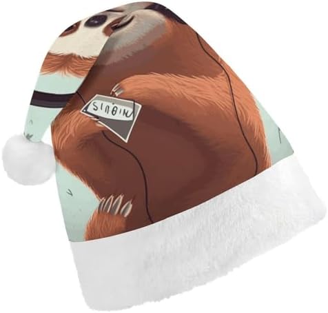 Funny Cute Animal Sloth Christmas Santa Hat Holiday Party Headwear