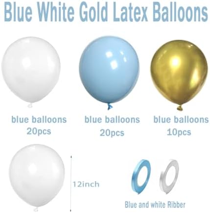 Blue and Gold Balloons 50pcs Party Decor Set