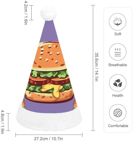 Cartoon Hamburger Christmas Hat for Adults and Kids