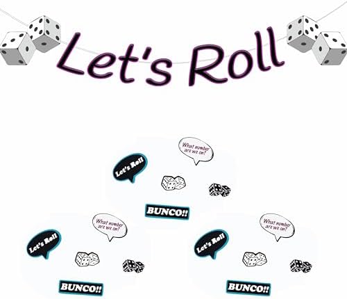 Lets Roll Bunco Party Banner With Confetti Set