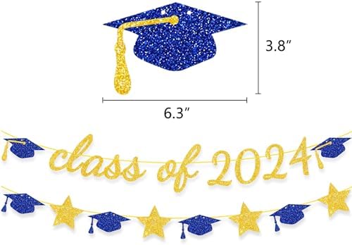 Blue Gold Class Banner Graduation Decorations