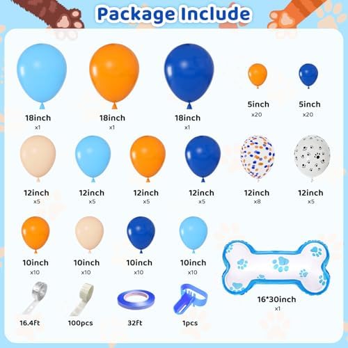 121Pcs Blue Birthday Balloon Garland Kit for Kids Parties
