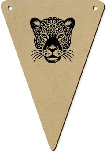 5 x 140mm Leopard Face Wooden Bunting Flags