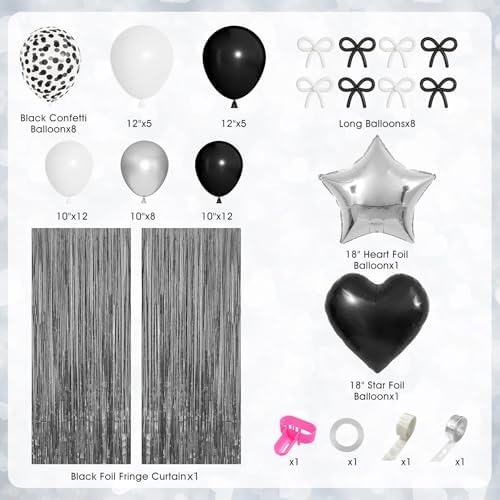 Black Bow Birthday Decorations Set