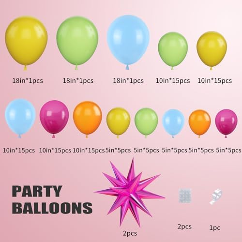 Rainbow Balloon Arch with 22in Star Foil Balloons