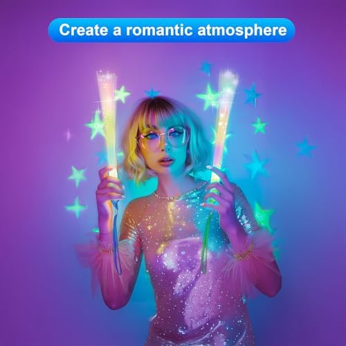 12 Pcs LED Fiber Optic Wand Glow Wands for Parties