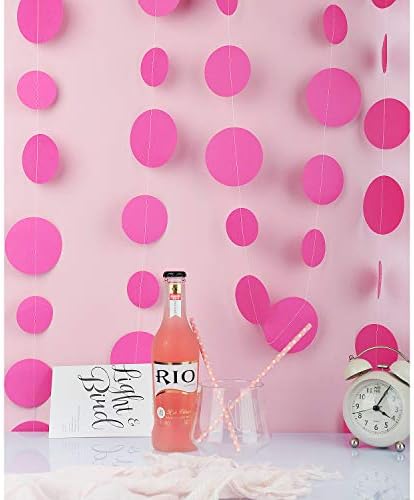 Hot Pink Paper Garland with Dots 20 Feet Total