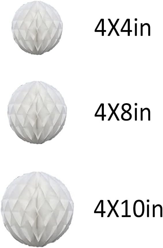 12pcs White Honeycomb Balls Decorations for Parties