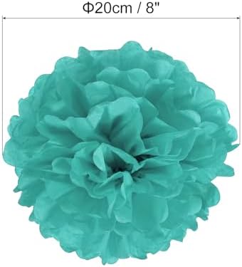 PATIKIL 8 Inch Tissue Pom Poms Flowers 10 Pack Turquoise
