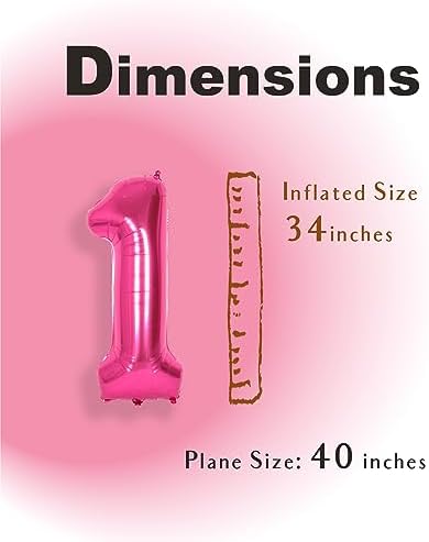 SUWEN 40 Inch Jumbo Hot Pink Number 1 Balloon