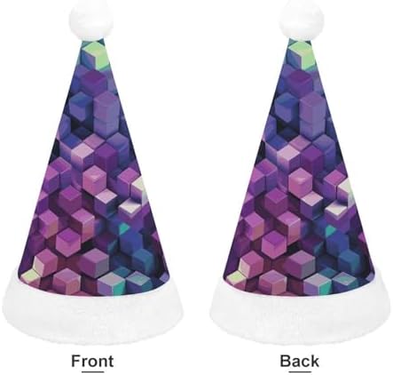 Purple Christmas Hat Abstract Color Cubes Novelty Headwear