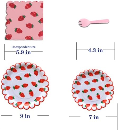 64 Piece Strawberry Themed Party Cutlery Set - Red for 16 Guests