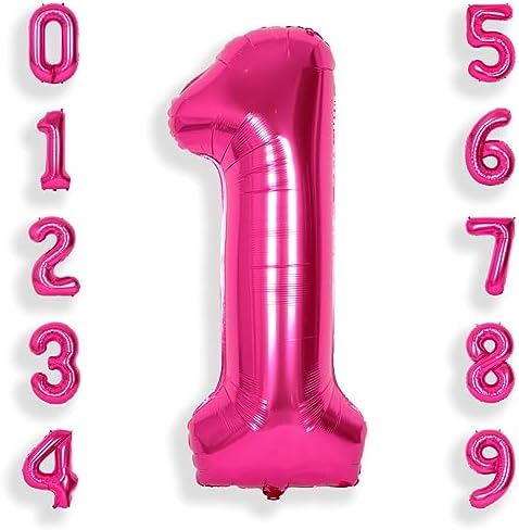 SUWEN 40 Inch Jumbo Hot Pink Number 1 Balloon