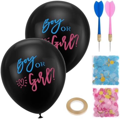 2pcs Gender Reveal Balloons with Pink Blue Confetti