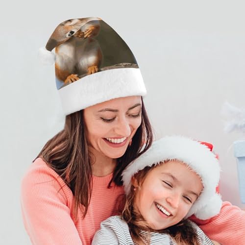 Funny Santa Squirrel Christmas Hat for Adults