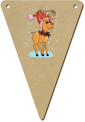 5 x 140mm Reindeer in the Snow Wooden Bunting Flags