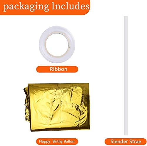 Gold Happy Birthday Banner 16 Inch Reusable Inflatable Decor