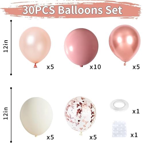 Dusty Pink Boho Balloons Set for Party Decor