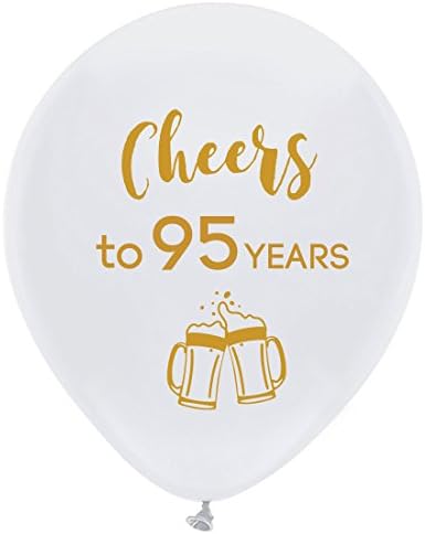 White Cheers 95th Birthday Latex Balloons 12inch 16pcs