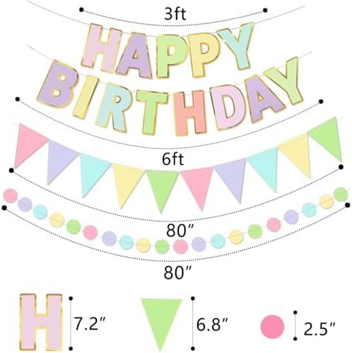Macaron Birthday Decorations Set - Banners Garland Balls and Streamers