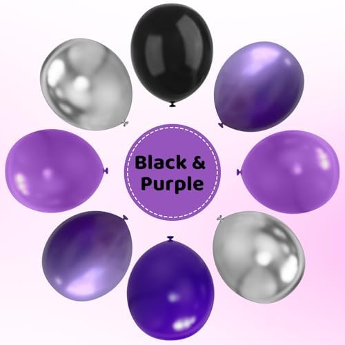Purple and Black Balloons 67pcs 12 Inch Party Decorations