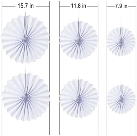 MOWO White Paper Fans 6pc Hanging Decor