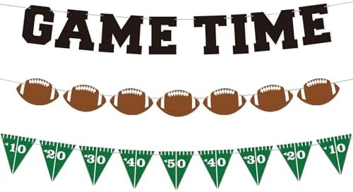 Game Time Football Banner 3Pcs Pre Strung Garland Bunting