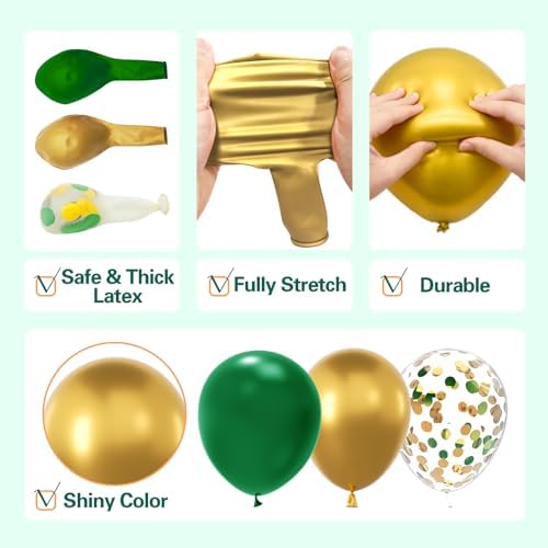 137Pcs Green and Gold Balloons Garland Arch Kit with Stars