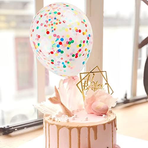 Rainbow Confetti Balloons 40 Pcs 5 Inch Clear Decorations