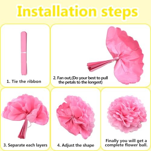 Ruidee 12 Pieces Tissue Paper Pompoms for Party Decorations