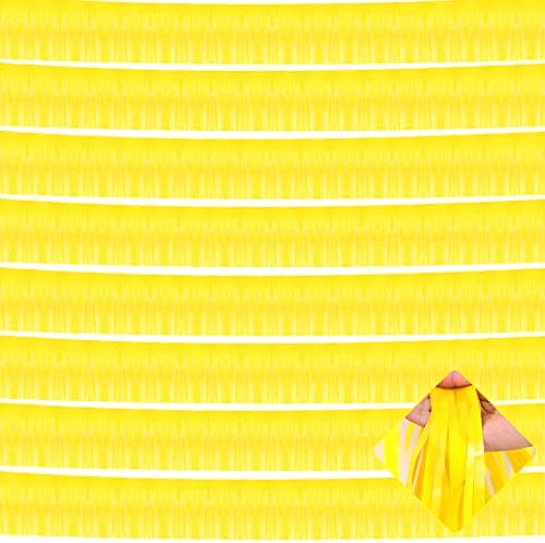 10 Pack Yellow Metallic Tinsel Garland for Decorations