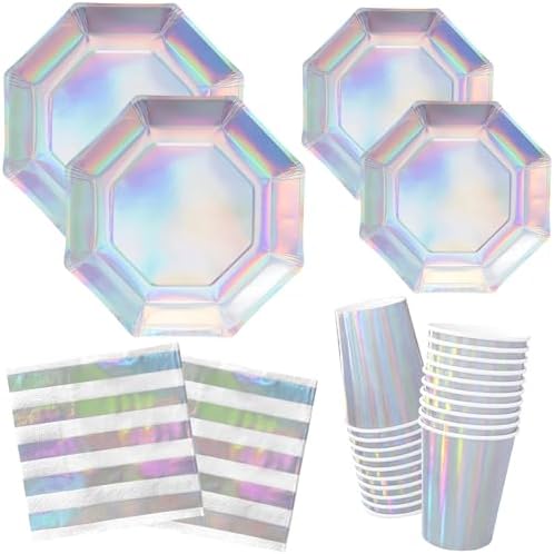 Gatherfun Iridescent Party Plates Set of 16