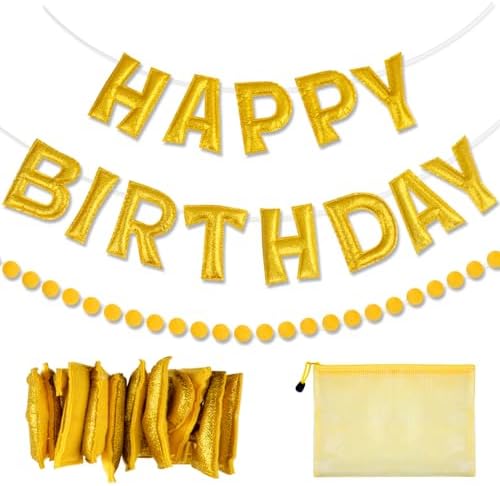 Gold Foil Happy Birthday Banner for Party Decorations