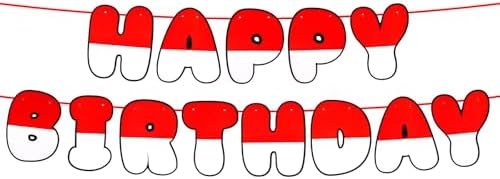 2pcs Cartoon Red White Banner Bunting Decorations