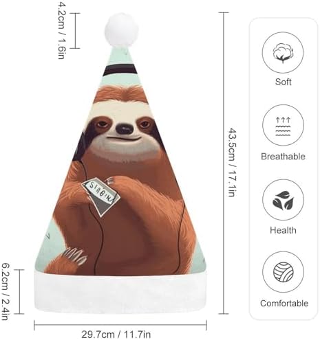 Funny Cute Animal Sloth Christmas Santa Hat Holiday Party Headwear