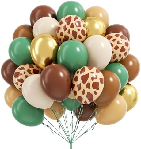 60pcs Safari Balloons for Birthday and Baby Shower Decorations