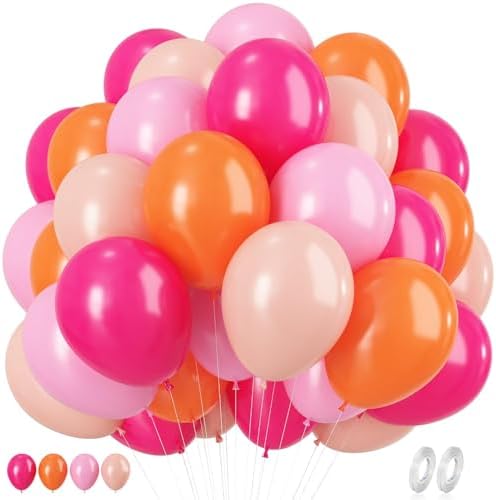60 Piece Hot Pink Orange Balloons 12 Inch Party Decoration