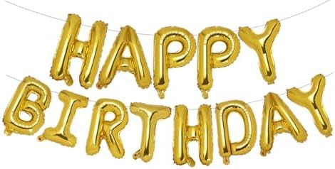 Gold Happy Birthday Banner 16 Inch Reusable Inflatable Decor